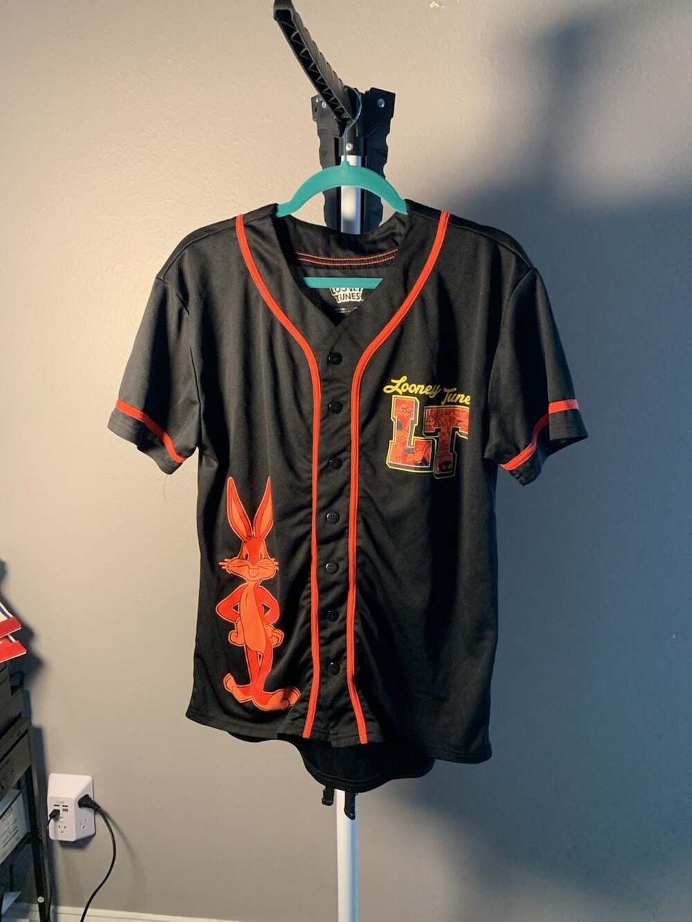 Looney Tunes Bugs Bunny Acme That's All Folks Black Baseball Jersey